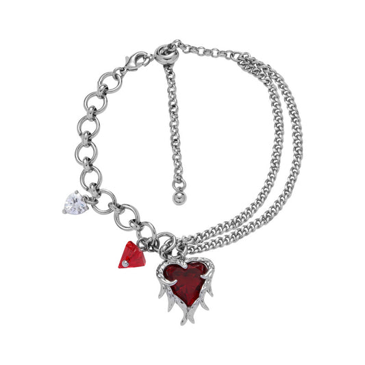 Metal Red Heart Pendant Bracelet