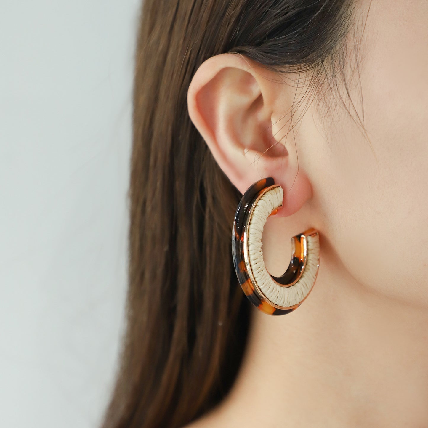 Beach Vacation Style Acetate and Raffia Earrings