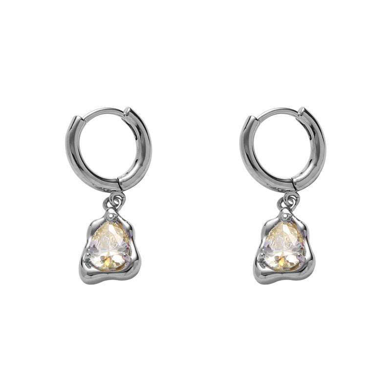 Irregular Zircon Drop Hoops