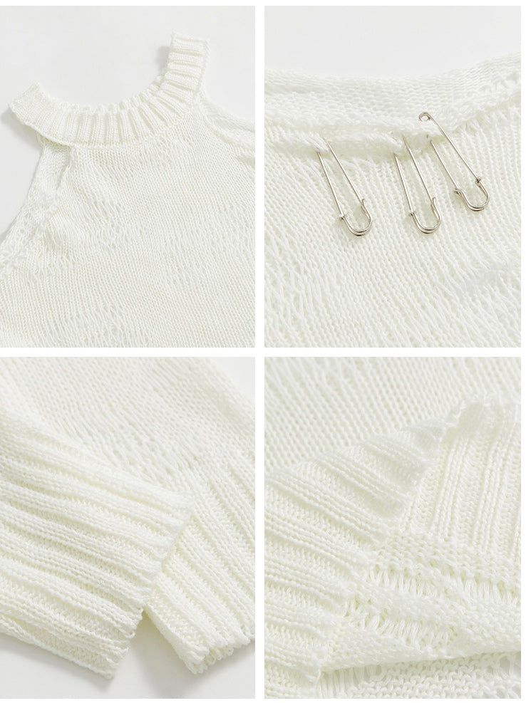 Halterneck Off-the-Shoulder Knitted Top