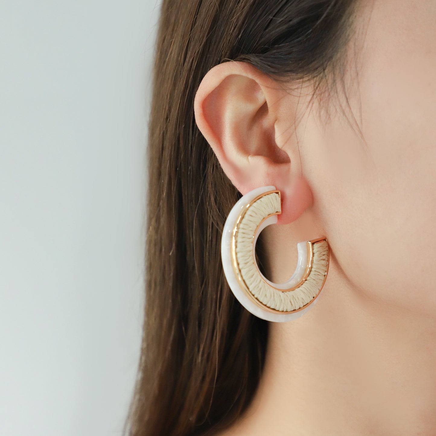 Beach Vacation Style Acetate and Raffia Earrings