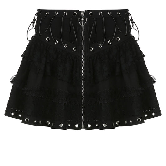 Gothic Lace Panel A-line Skirt