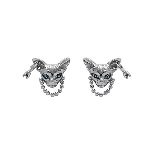Niche Design Hip Hop Cat Earrings