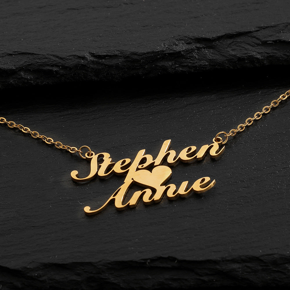 Custom Name Necklace-I Love U