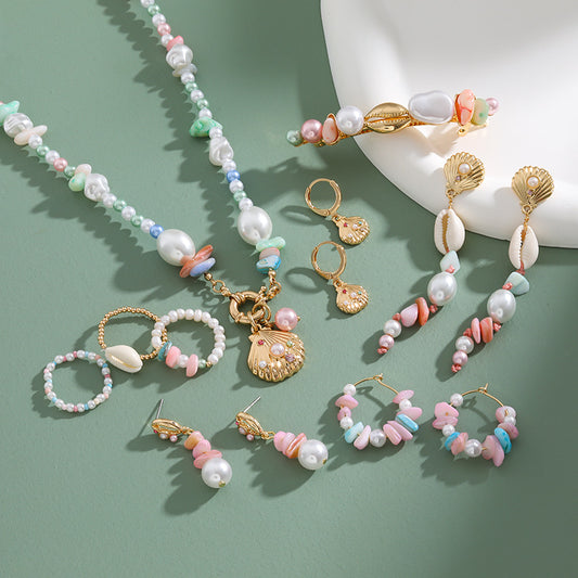 Summer Beach Fashion Handmade Shell Beaded Necklaces, Rings, Bracelets
