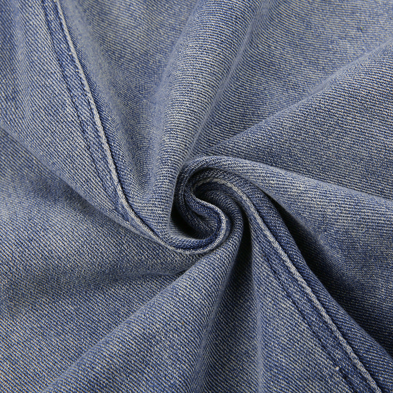 High Slit Gradient Denim Skirt