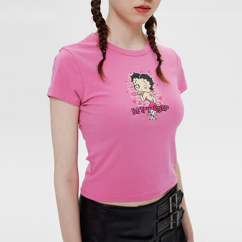 Cartoon Fun Print Round Neck T-shirt