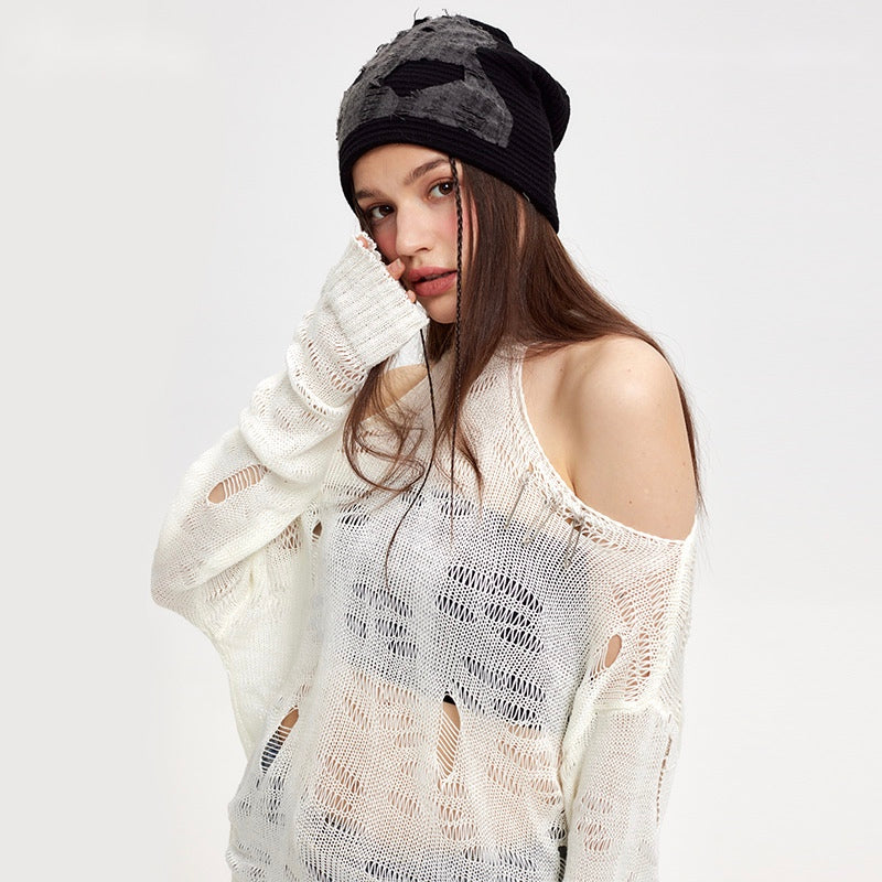 Halterneck Off-the-Shoulder Knitted Top