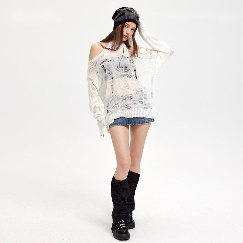 Halterneck Off-the-Shoulder Knitted Top
