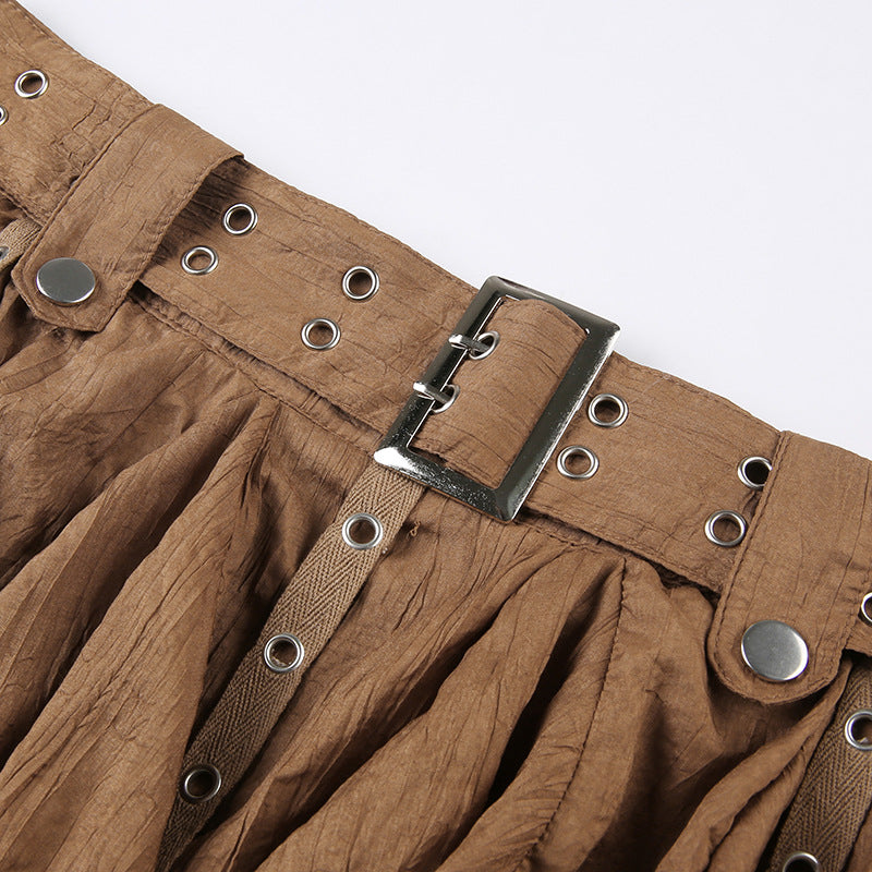 Y2K Low Waist A-Line Irregular Hem Ribbon Skirt