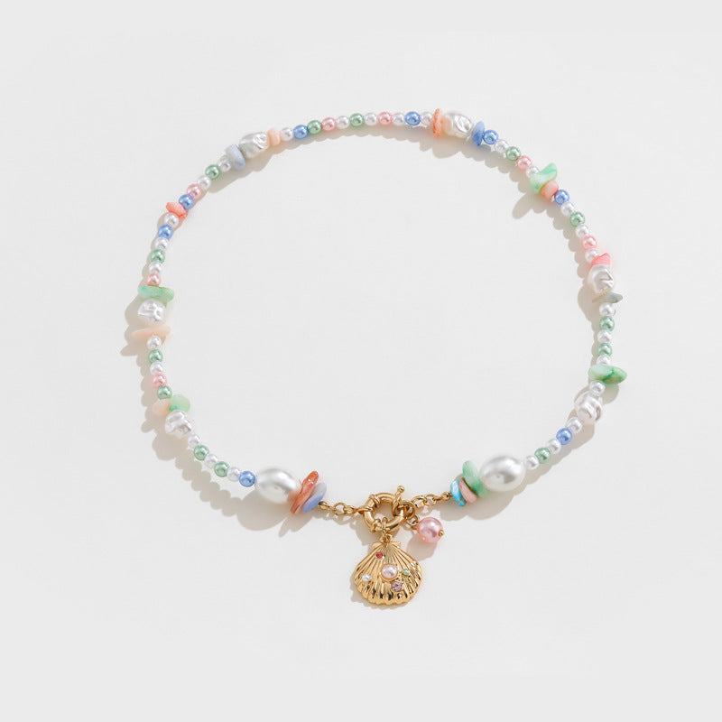 Sommer-Strand-Mode, handgefertigte Muschelperlen-Halsketten, Ringe, Armbänder
