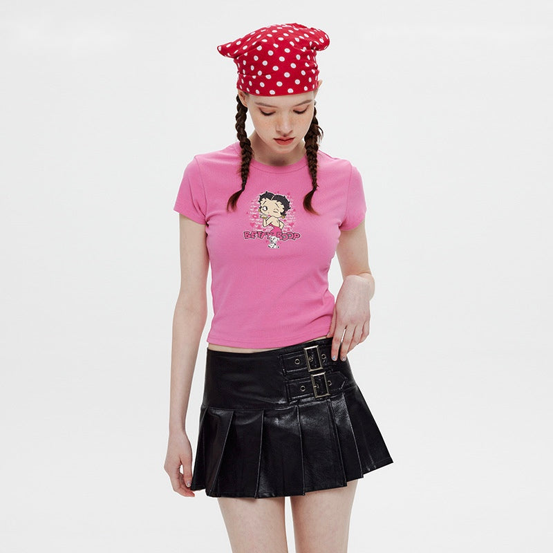 Cartoon Fun Print Round Neck T-shirt