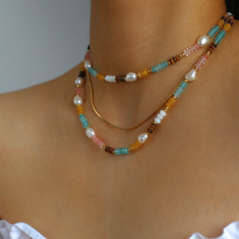 Multicolored Stacking Beaded Necklace