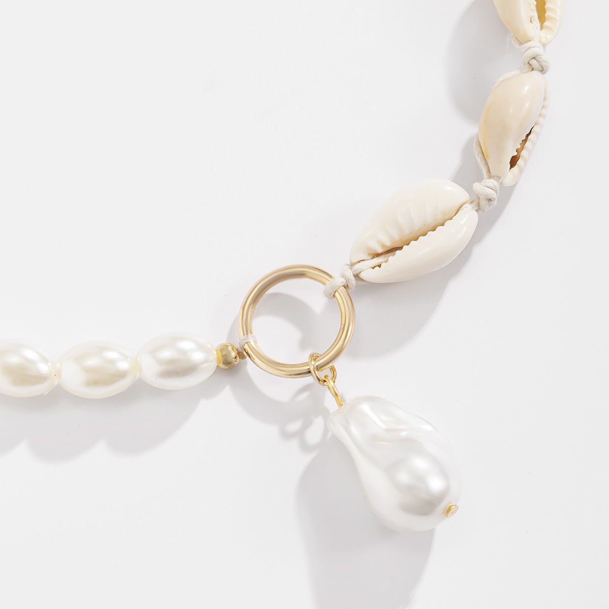 Beach Resort Style Baroque Shaped Pearl Necklace Shell Clavicle Chain