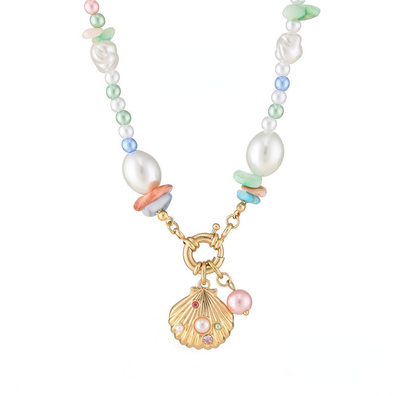 Sommer-Strand-Mode, handgefertigte Muschelperlen-Halsketten, Ringe, Armbänder