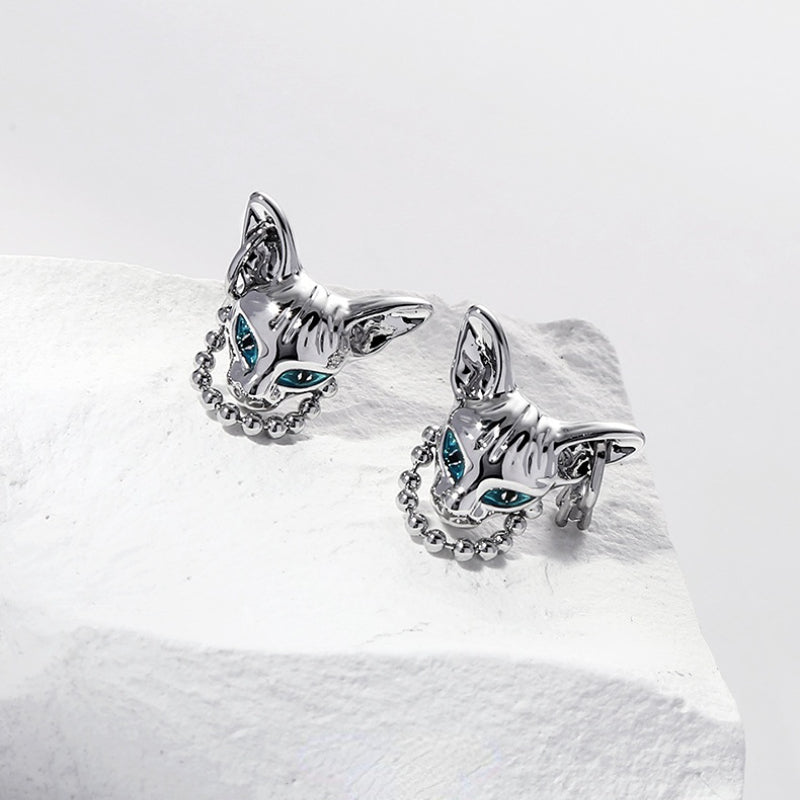 Niche Design Hip Hop Cat Earrings