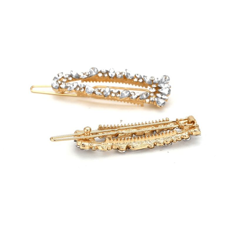 Vintage Geometric Rhinestone Hair Clip Set