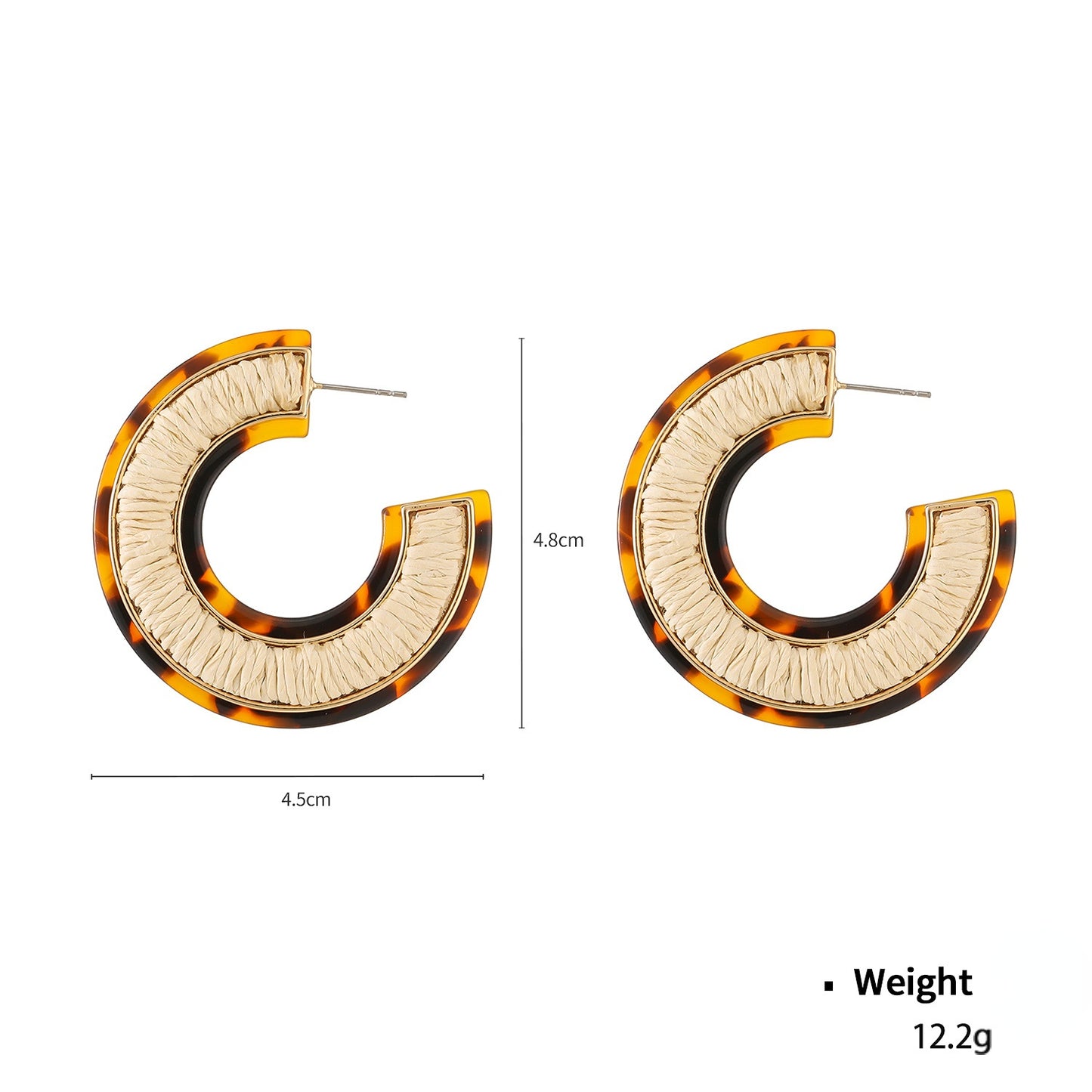 Beach Vacation Style Acetate and Raffia Earrings