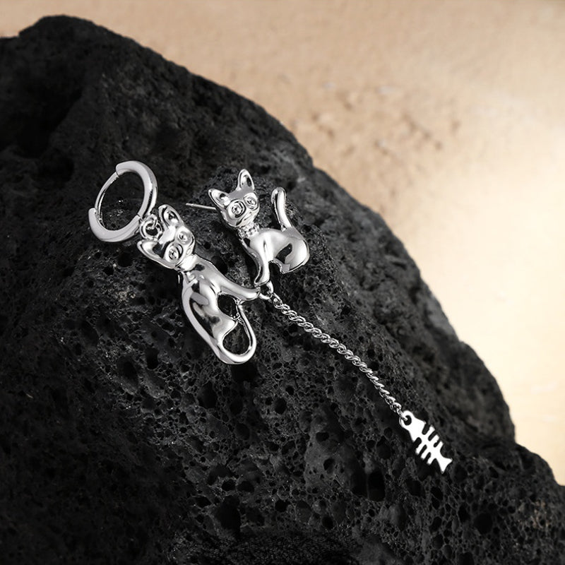 Asymmetric Cat Earrings