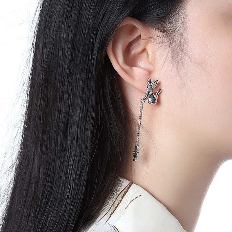 Asymmetric Cat Earrings