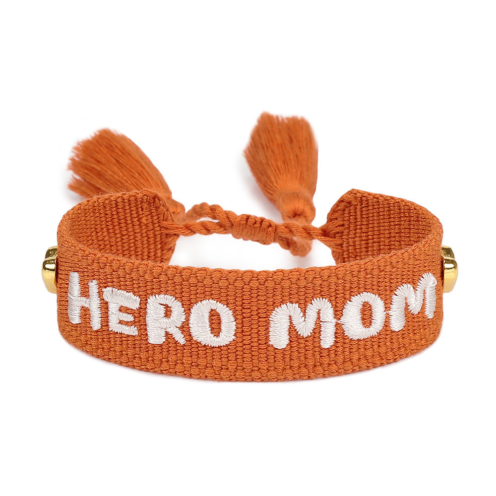 Handwoven Adjustable Bracelet-- Love MOM