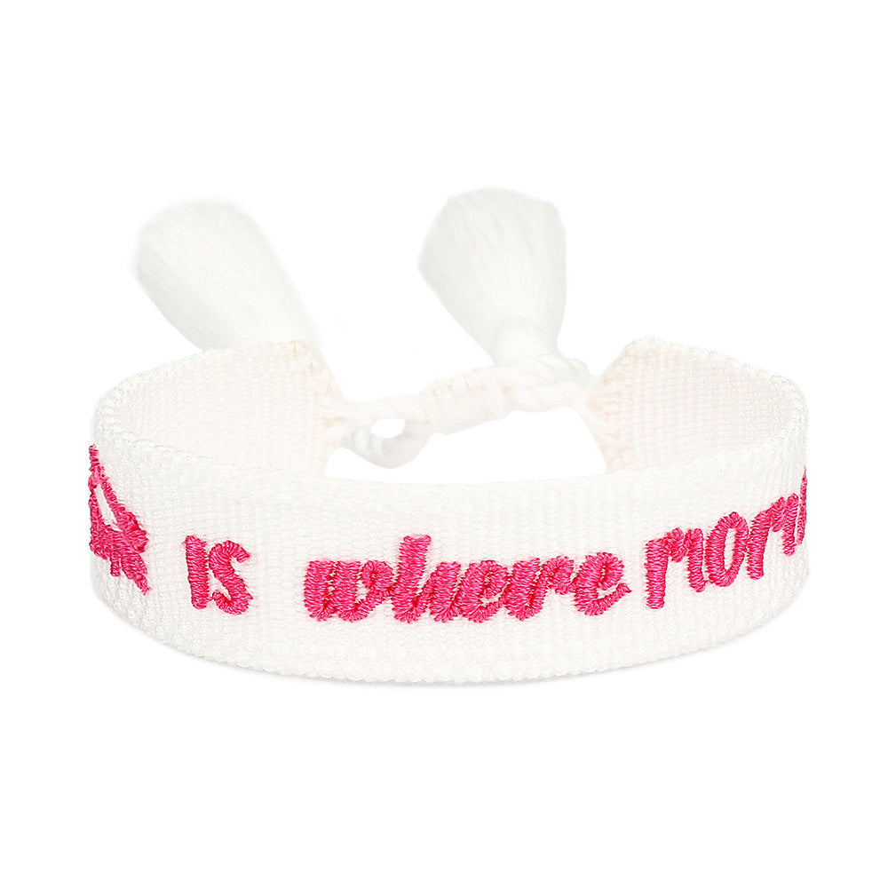 Handwoven Adjustable Bracelet-- Love MOM