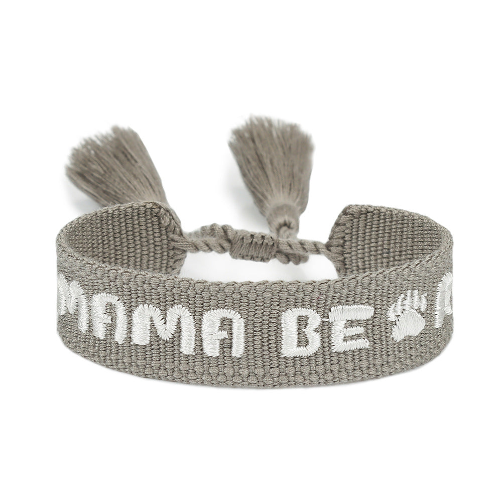 Handwoven Adjustable Bracelet-- Love MOM