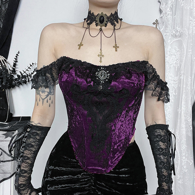 Women's Gothic Bodycon Mermaid Skirt and Lace Strap Set