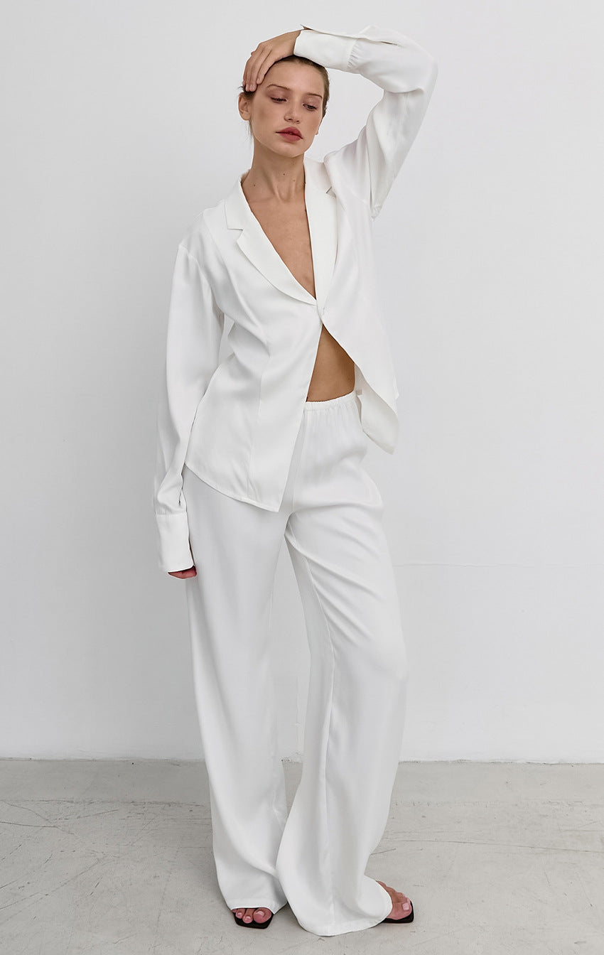 Elegant Women’s Long Sleeve Pajama Set – Stylish Lounge Wear, Comfortable & Loose Fit, Wearable Outdoors