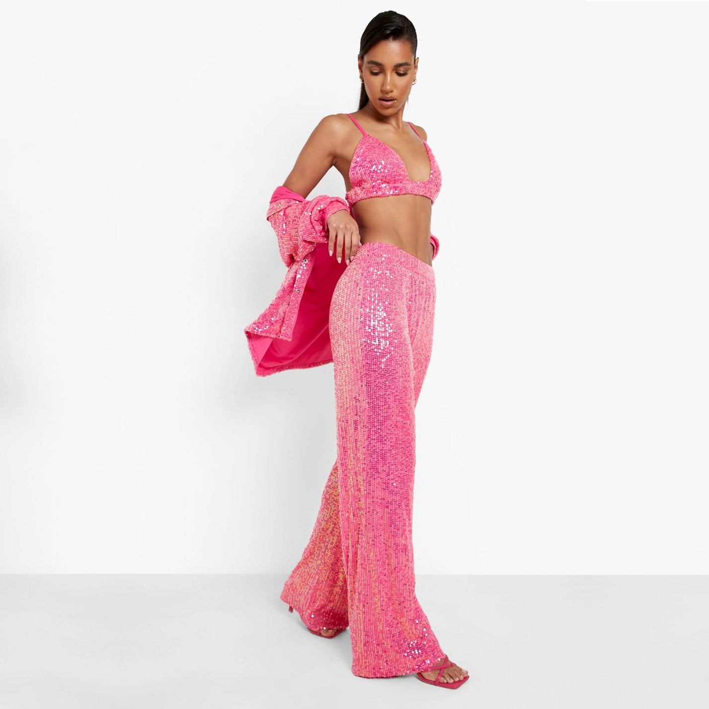 Women's Fashion Sequin Casual Suit