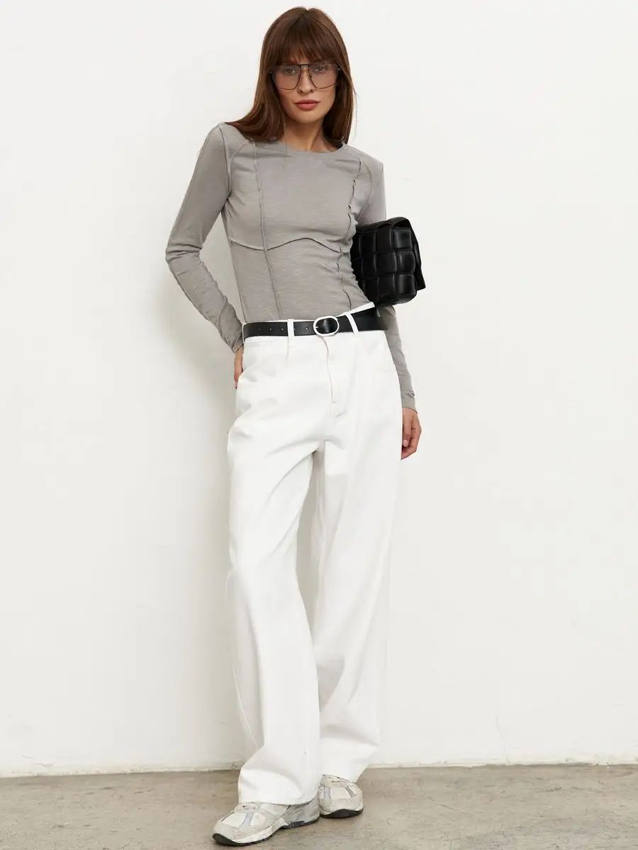 Women's Fashion Casual Contrast Stitching Crew Neck Long Sleeve T-Shirt