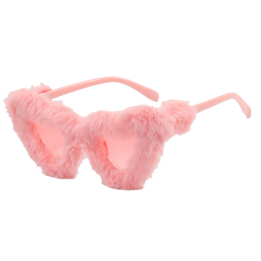 Y2K Style Plush Heart Sunglasses