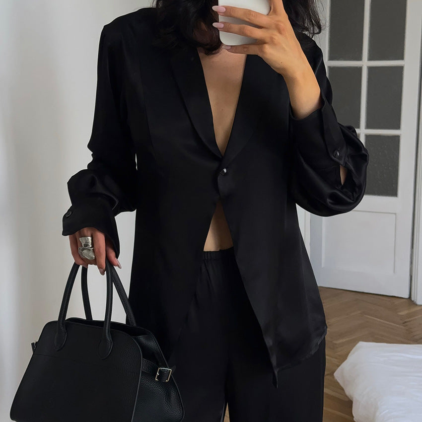 Elegant Women’s Long Sleeve Pajama Set – Stylish Lounge Wear, Comfortable & Loose Fit, Wearable Outdoors