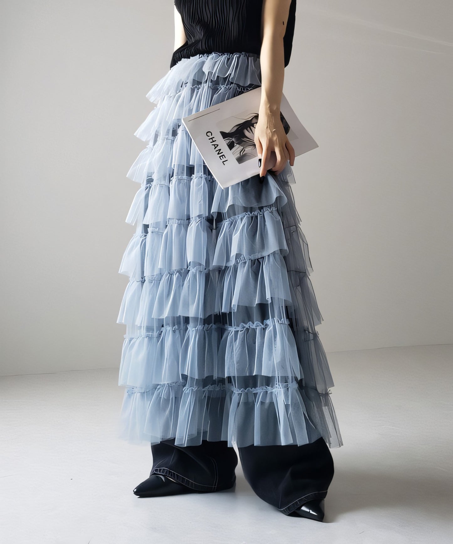 Women's Layered Elastic Waist Puff Tulle A-line Skirt, Sheer Mesh Design for All Occasions