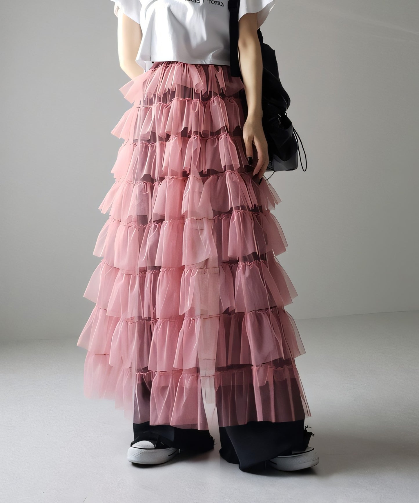 Women's Layered Elastic Waist Puff Tulle A-line Skirt, Sheer Mesh Design for All Occasions