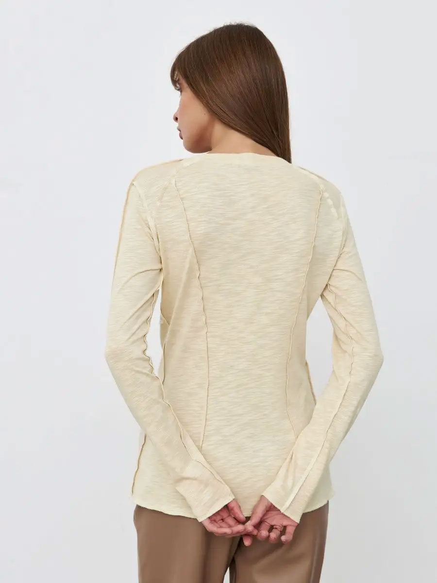Women's Fashion Casual Contrast Stitching Crew Neck Long Sleeve T-Shirt