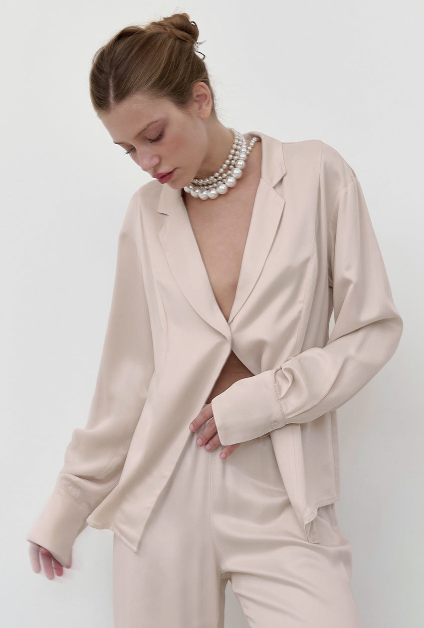 Elegant Women’s Long Sleeve Pajama Set – Stylish Lounge Wear, Comfortable & Loose Fit, Wearable Outdoors