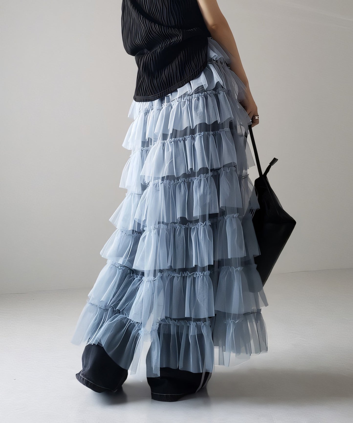 Women's Layered Elastic Waist Puff Tulle A-line Skirt, Sheer Mesh Design for All Occasions