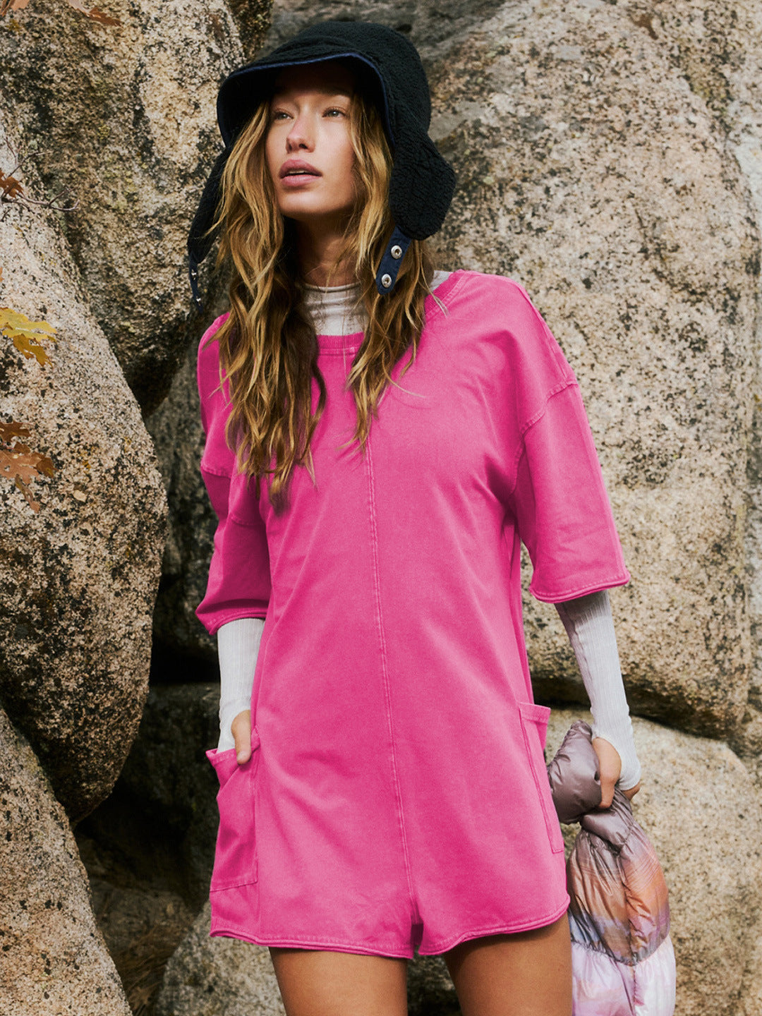 Summer New Loose Fit Casual Romper, Sexy Backless Jumpsuit