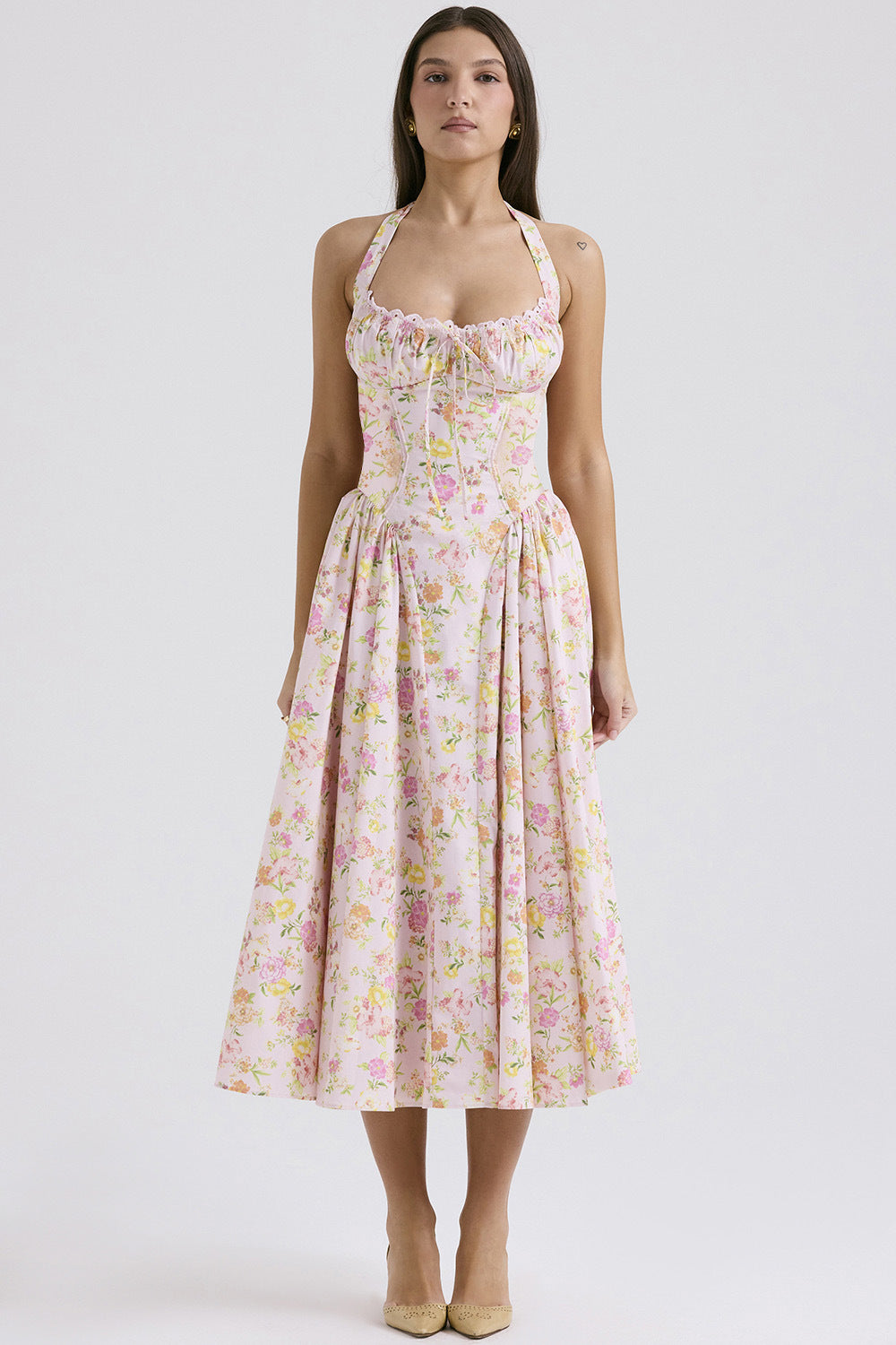 Women's Summer Fashion Floral Halter Lace Dress