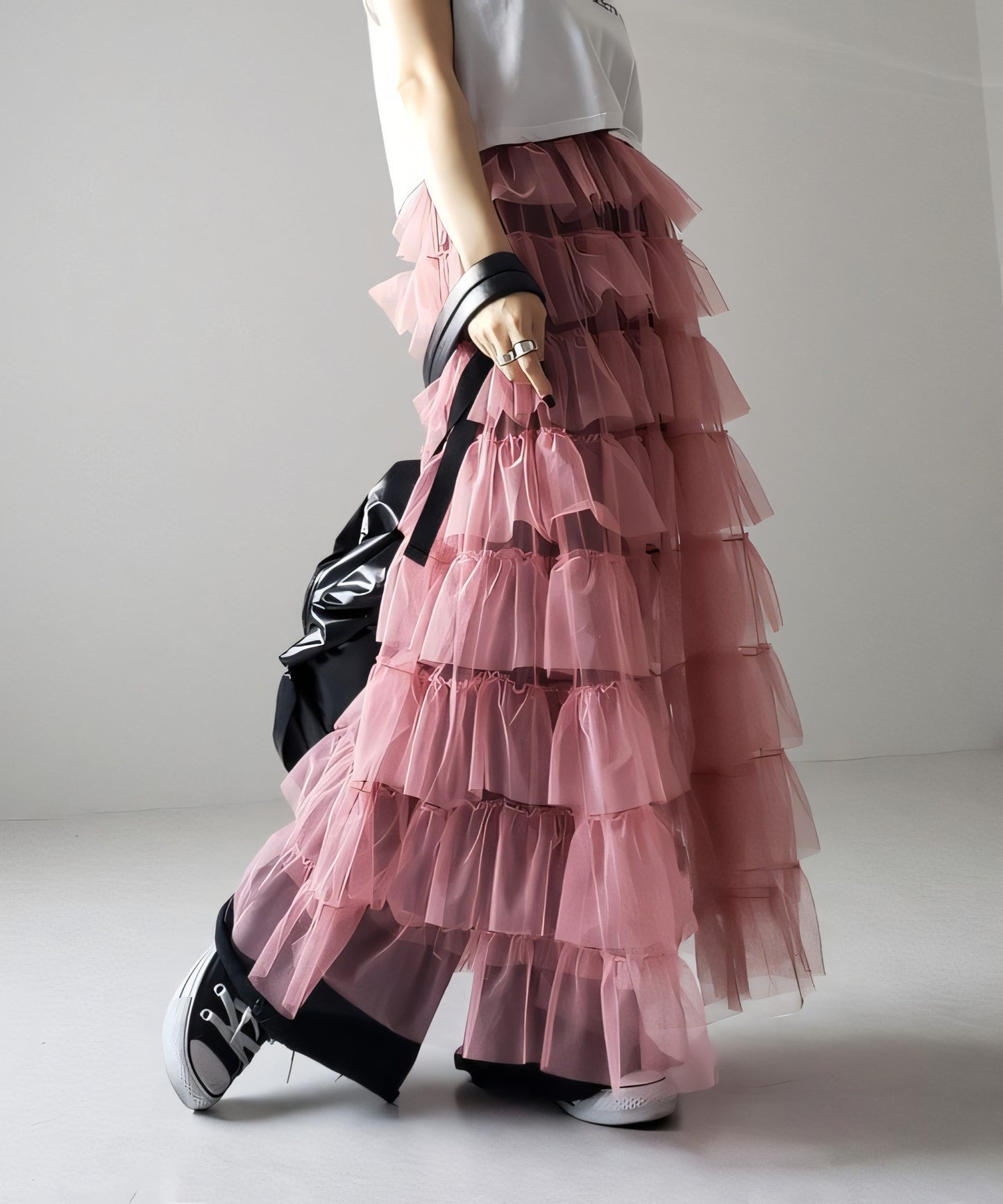 Women's Layered Elastic Waist Puff Tulle A-line Skirt, Sheer Mesh Design for All Occasions