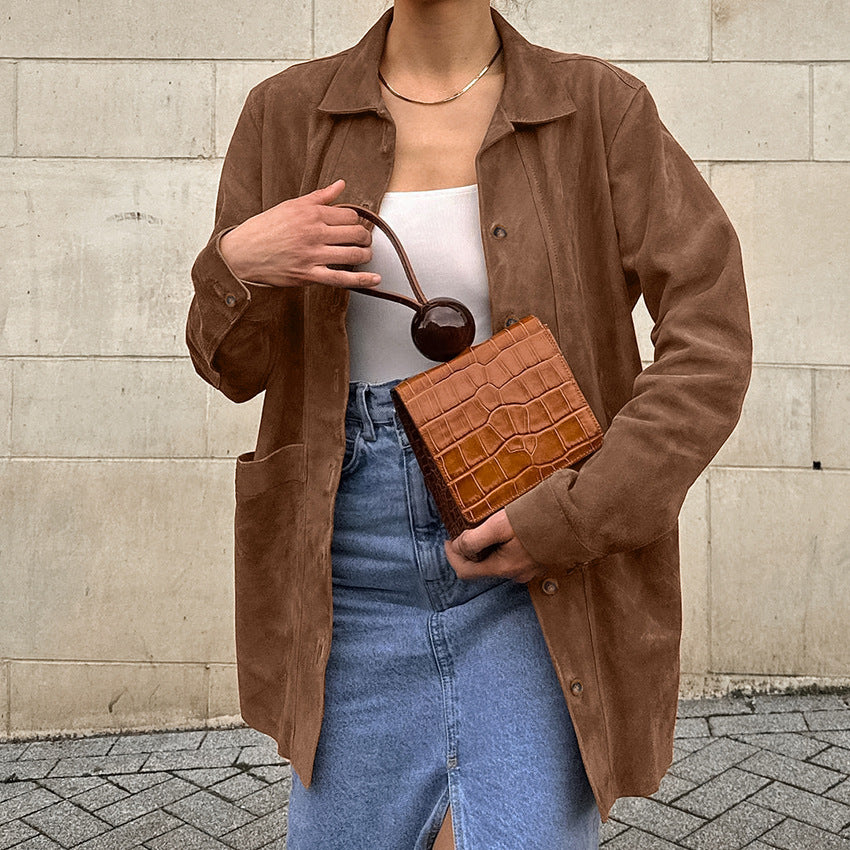 Women's British Style Suede Loose Casual Blazer Jacket