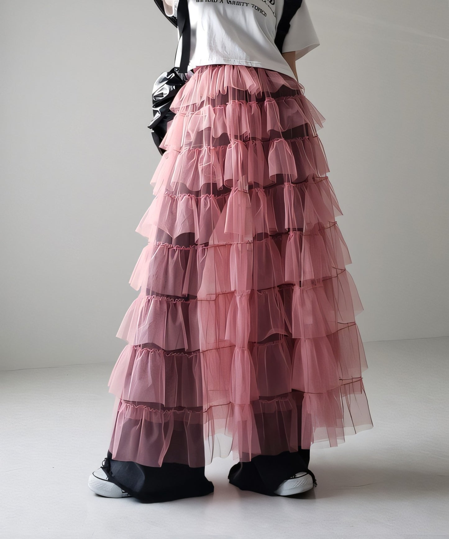 Women's Layered Elastic Waist Puff Tulle A-line Skirt, Sheer Mesh Design for All Occasions