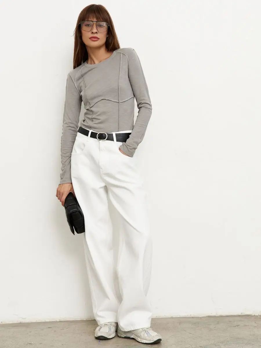Women's Fashion Casual Contrast Stitching Crew Neck Long Sleeve T-Shirt