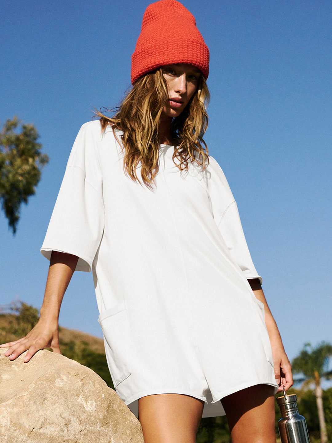Summer New Loose Fit Casual Romper, Sexy Backless Jumpsuit