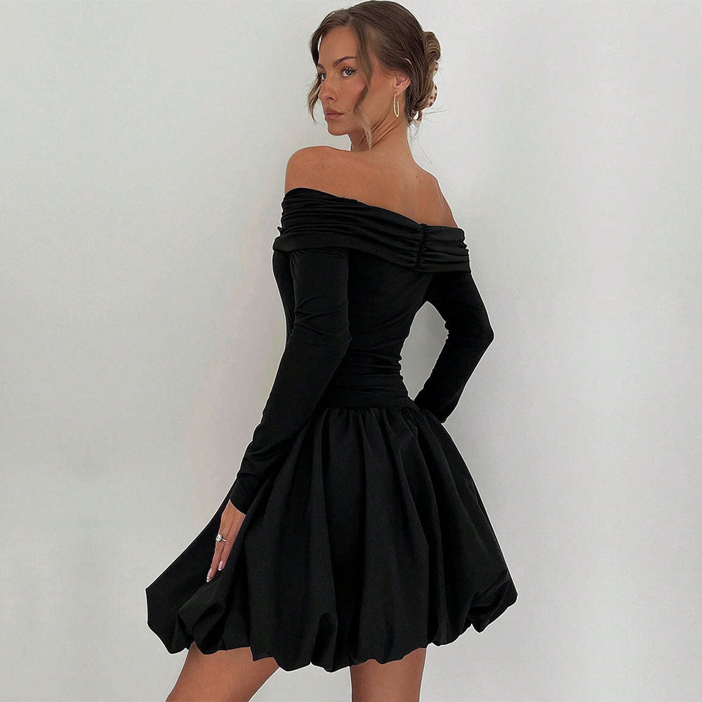 Women's Sexy Off-the-Shoulder Slim A-Line Dress