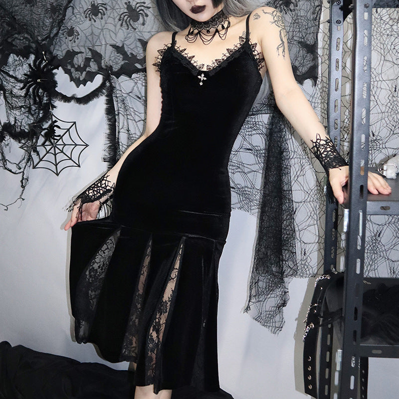 Gothic and Romantic Casual Draped Clothes Dress