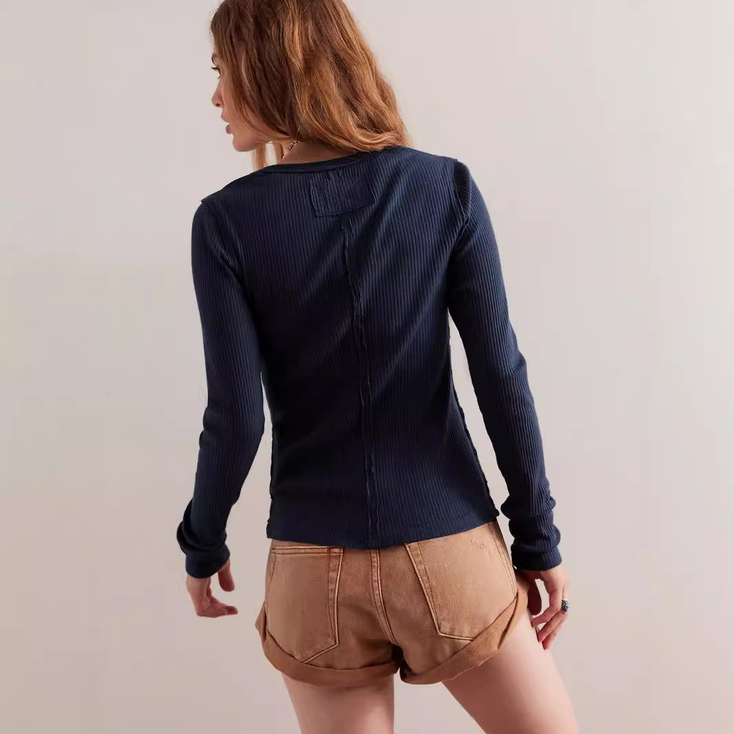 Women's Solid Slim Fit Long Sleeve Ribbed Knit Cardigan