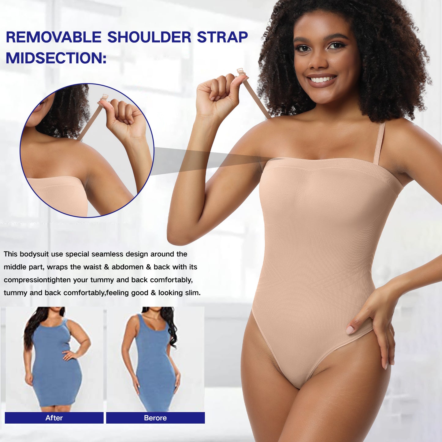Removable-Strap Push Up Bustier Body Shaping Jumpsuit