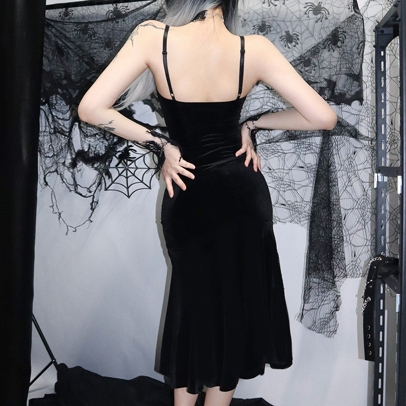 Gothic and Romantic Casual Draped Clothes Dress